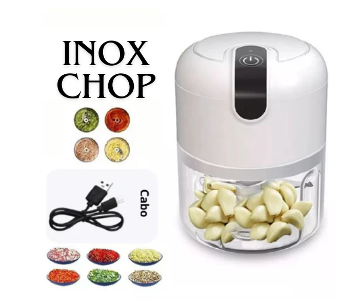 InoxChop - Mini Processador Elétrico Portátil Recarregável USB 250ml